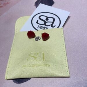 NWT Sandralexandra Handmade Lampwork Glass Heart Earrings - Pair